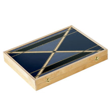 Load image into Gallery viewer, Wallis Navy Tabletop Backgammon Set