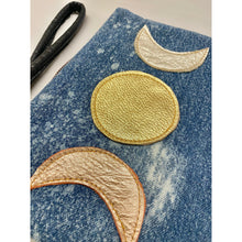 Load image into Gallery viewer, Abundance Denim Clutch - Metallic Moons