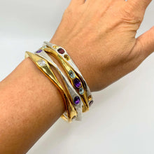 Load image into Gallery viewer, Silver Brooke Four Gemstone Bangle Bracelet