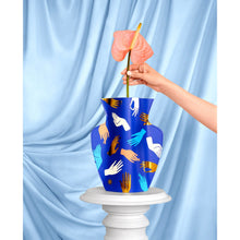 Load image into Gallery viewer, Hamsa Blue Paper Vase