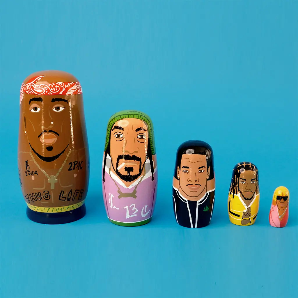 Wooden Nesting Dolls - West Coast Rappers