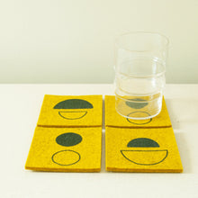 Load image into Gallery viewer, Wool Coaster - Olive Arp on Citron
