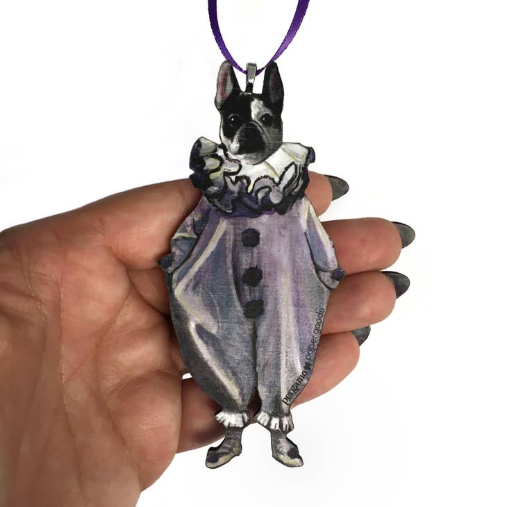 Frenchie Clown Ornament