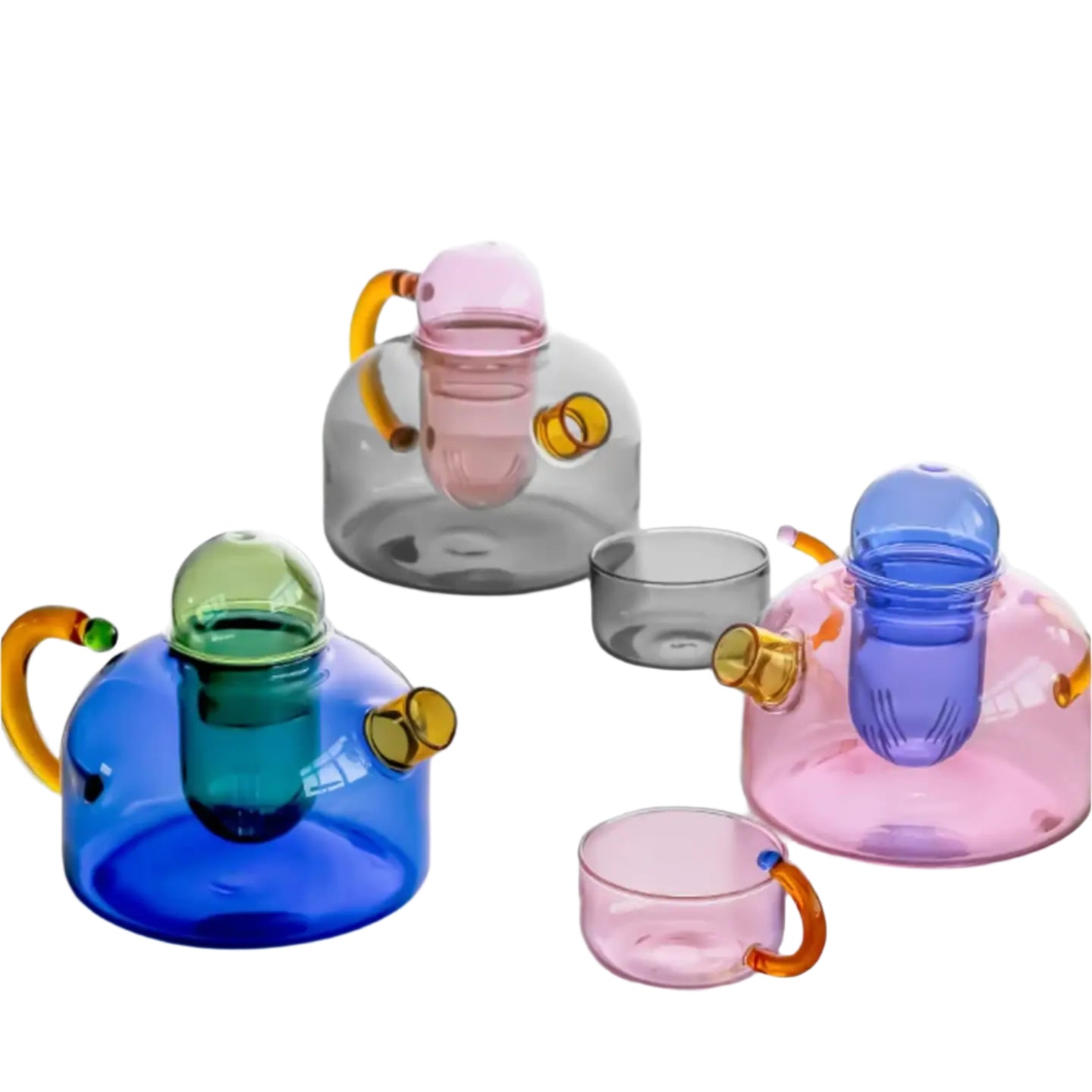 Multicolor Glass Teapot Set