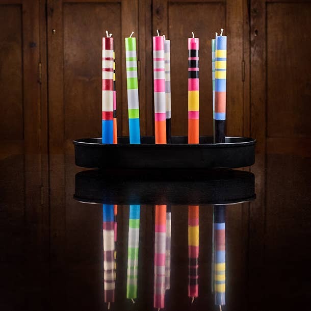 Thick Striped Candles - Set of 4