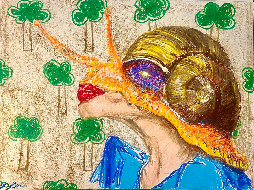 Snail Person Oil Pastel