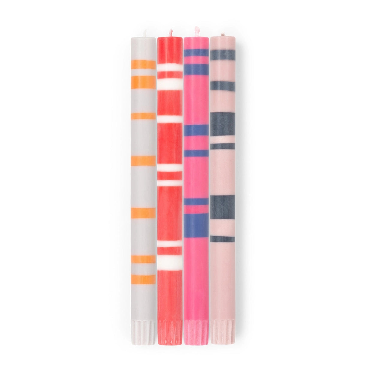 Striped Mixed Candles - Set of 4