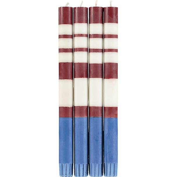 Thick Striped Candles - Set of 4
