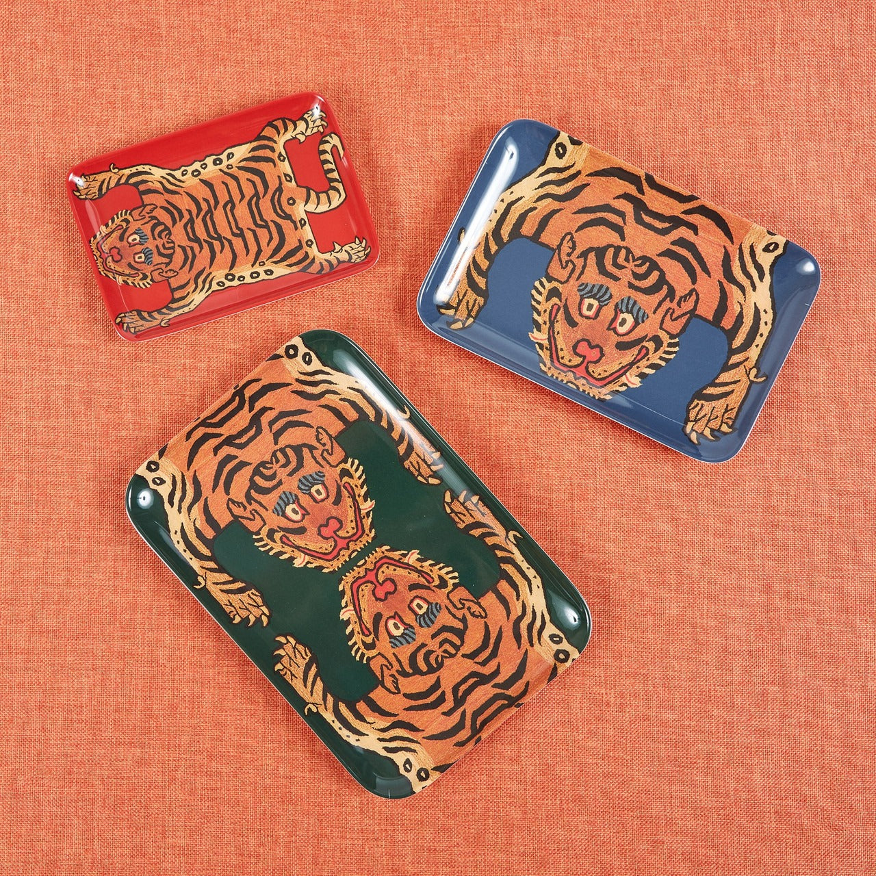 Set of 3 Tibetan Tiger Trays