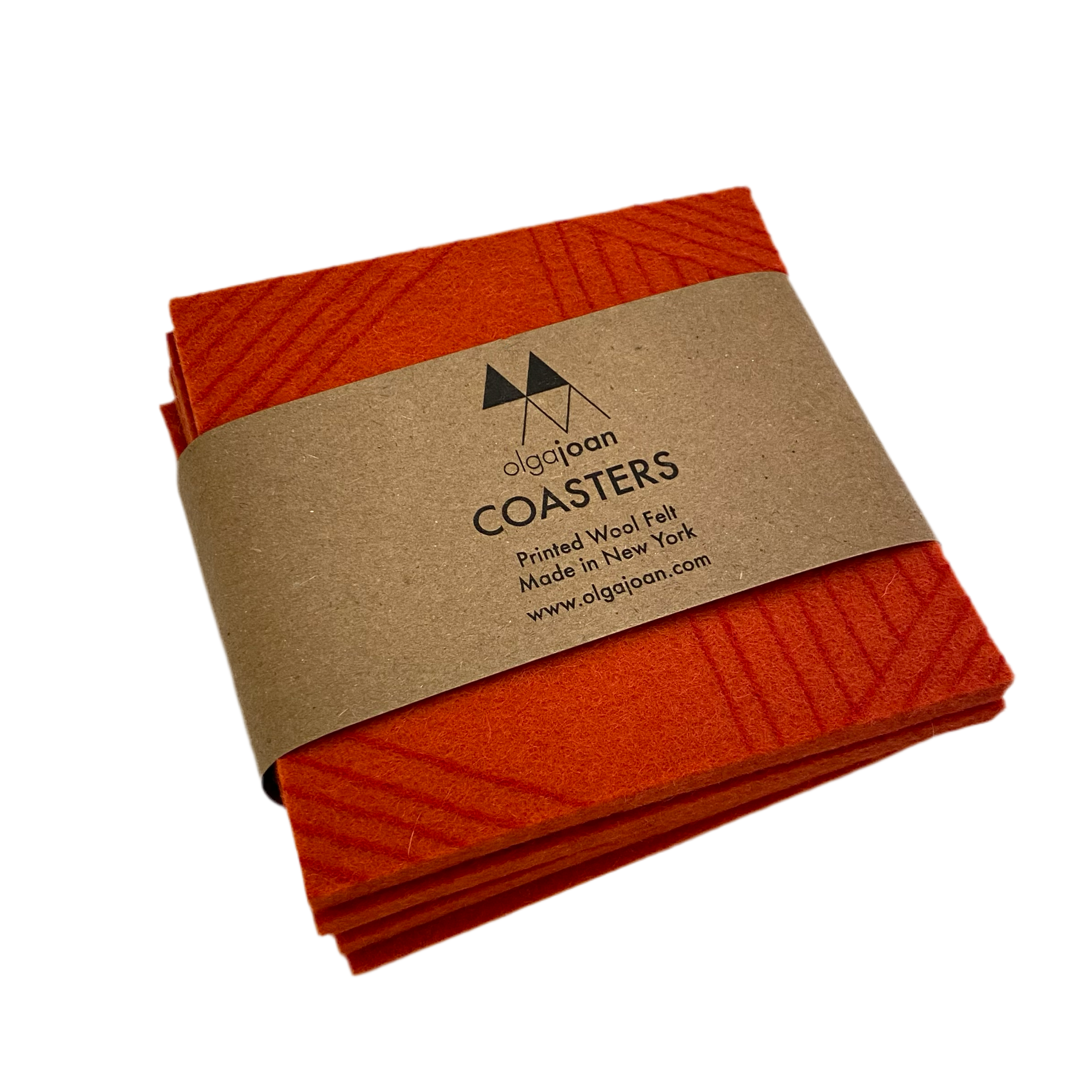 Wool Coaster - Red Zig Zag on Tomato