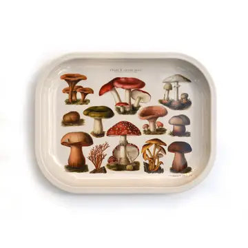 Small Metal Vintage Tan Fungi Ritual Tray