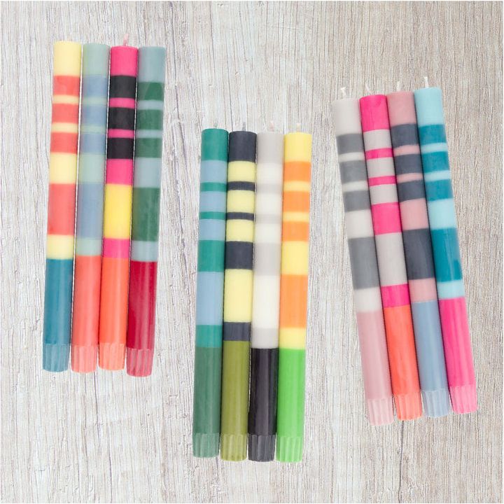 Striped Mixed Candles - Set of 4