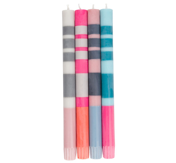 Striped Mixed Candles - Set of 4