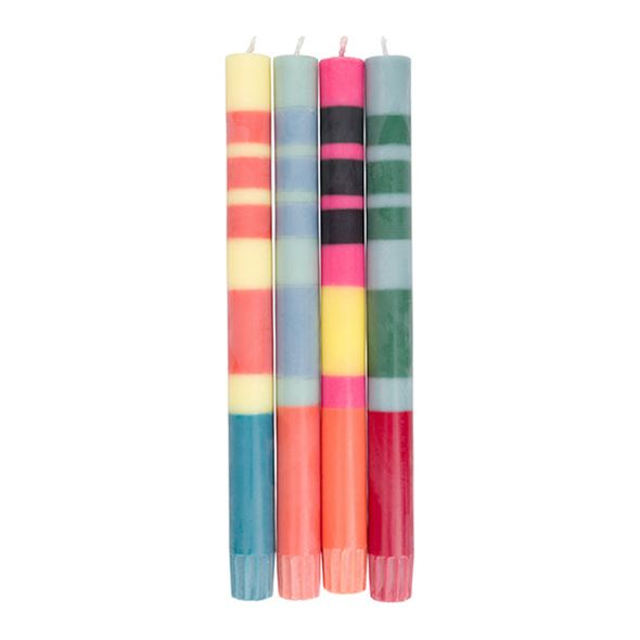 Striped Mixed Candles - Set of 4