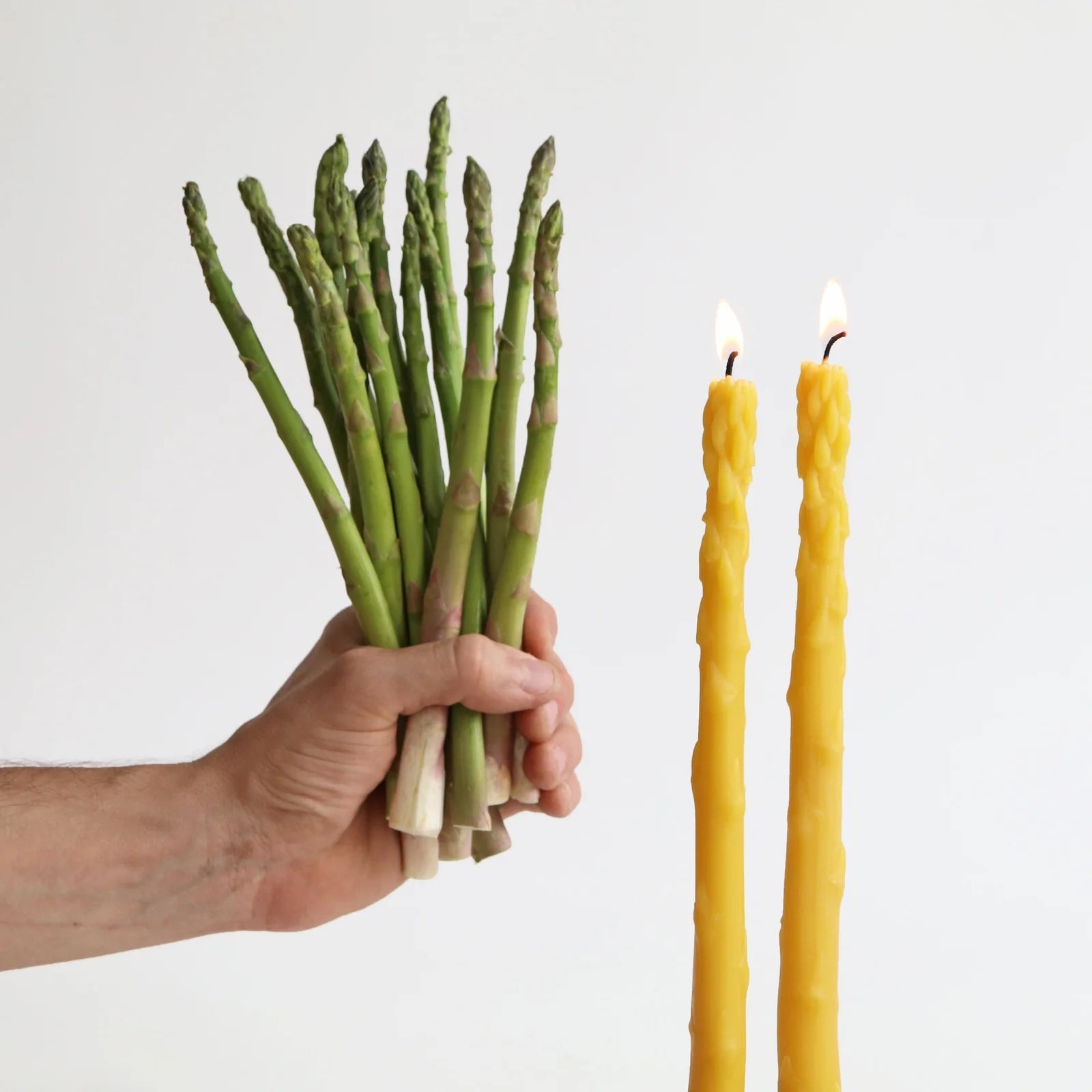 Yellow Asparagus Beeswax Taper Candle