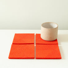 Load image into Gallery viewer, Wool Coaster - Red Zig Zag on Tomato
