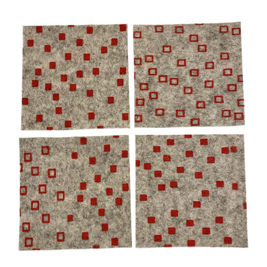 Wool Coaster - Red Snippets on Grey