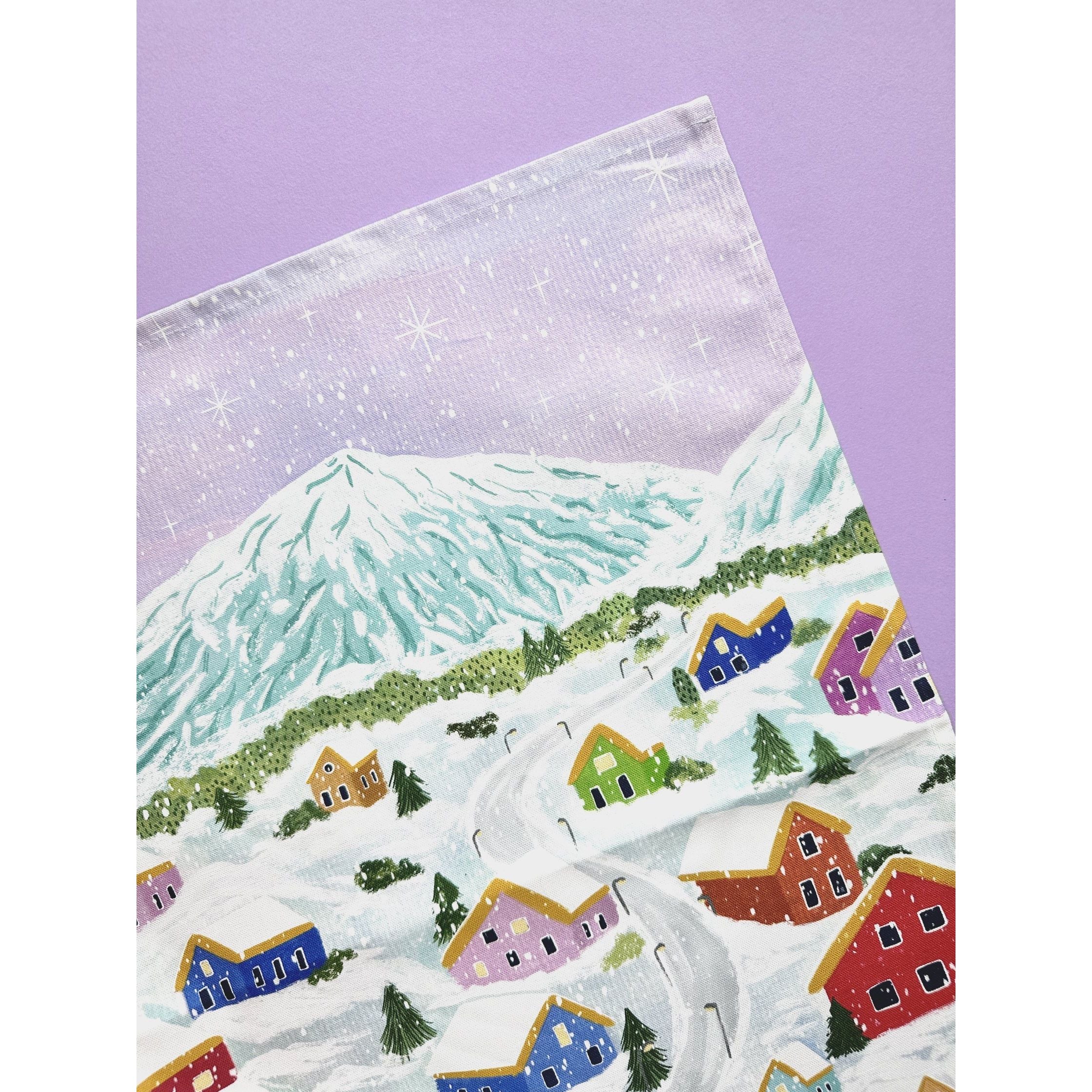 Winter Village Tea Towel
