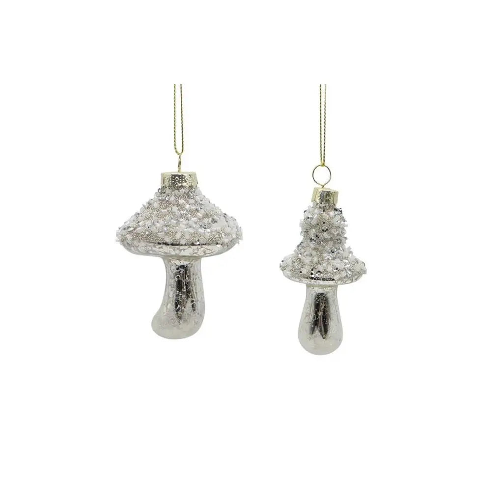 Diamond Mushroom Ornament - Silver