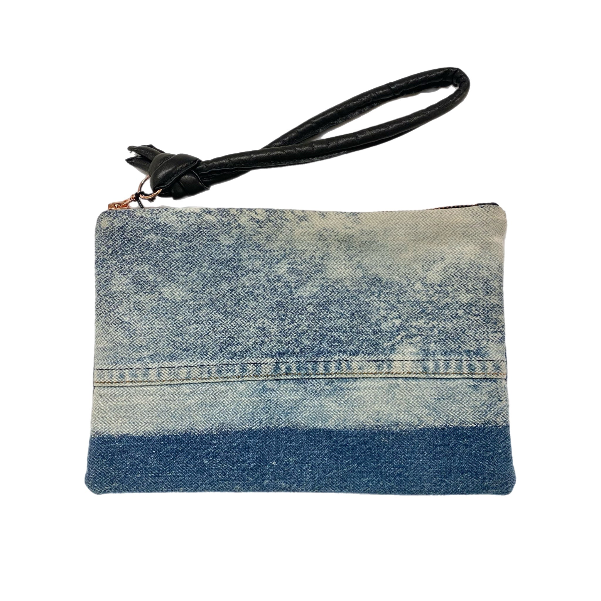 Abundance Denim Clutch - Metallic Moons