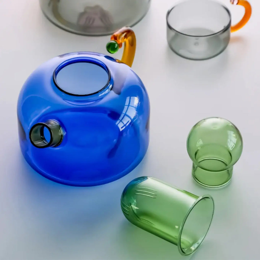 Multicolor Glass Teapot Set