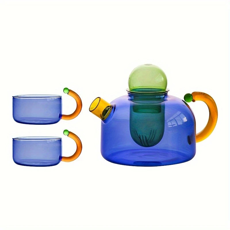 Multicolor Glass Teapot Set