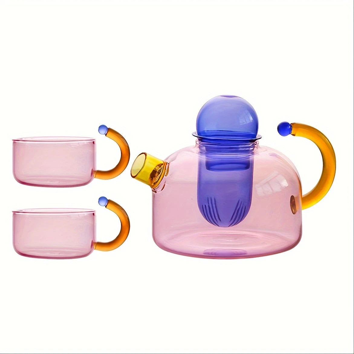 Multicolor Glass Teapot Set