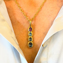 Load image into Gallery viewer, Ophelia Four Gemstone Gold Pendant Necklace - Amethyst/Topaz
