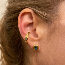 Load image into Gallery viewer, Chloe Three Stone Ear Cuff - Gold/London Blue Topaz
