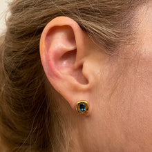 Load image into Gallery viewer, Stella Stud Earrings - Gold/London Blue Topaz
