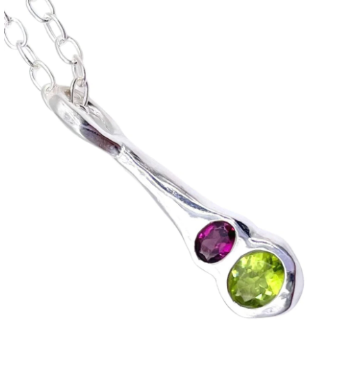 Silver Olivia Two Gemstone Silver Pendant Necklace
