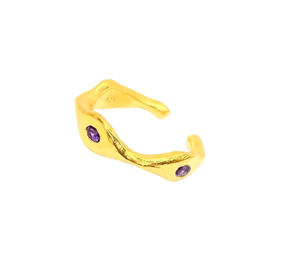 Gold Chloe Three Stone Ear Cuff