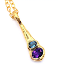 Load image into Gallery viewer, Gold Olivia Two Gemstone Pendant Necklace
