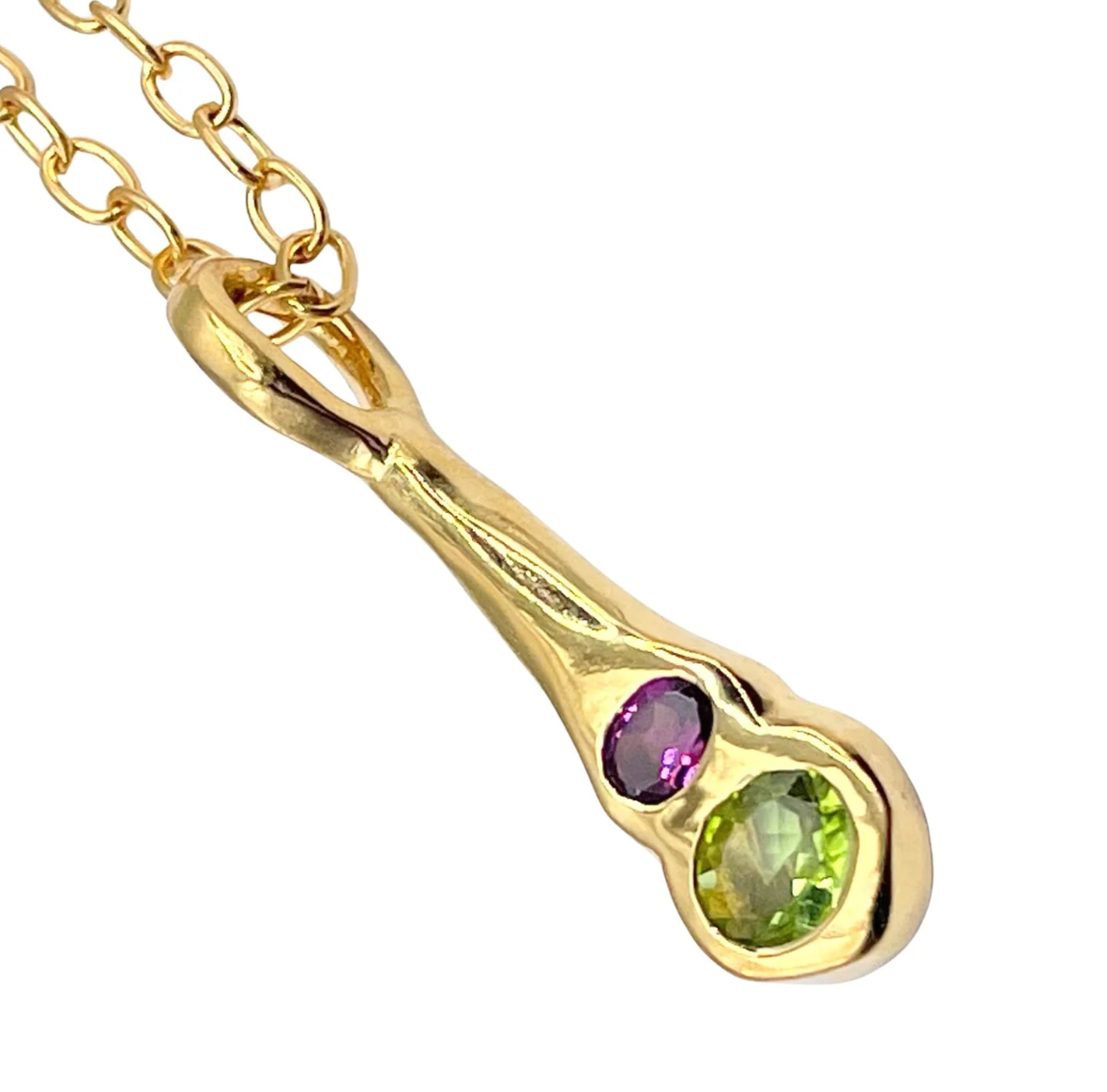 Gold Olivia Two Gemstone Pendant Necklace