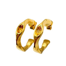 Load image into Gallery viewer, Harlow Hoop Earrings - Gold/Citrine
