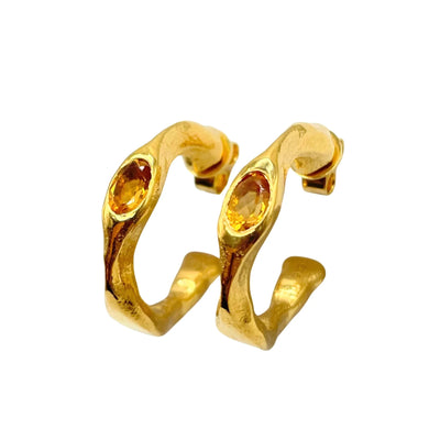 Harlow Hoop Earrings - Gold/Citrine