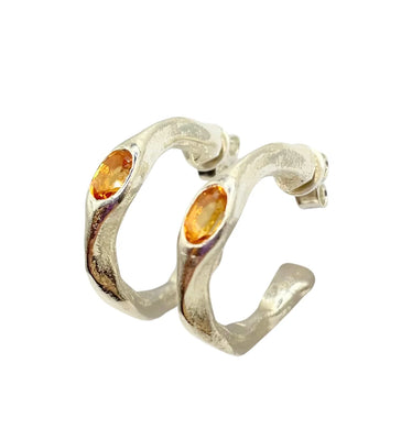 Harlow Hoop Earrings - Silver/Citrine