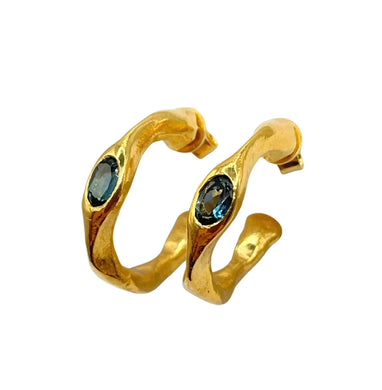 Harlow Hoop Earrings - Gold/London Blue Topaz