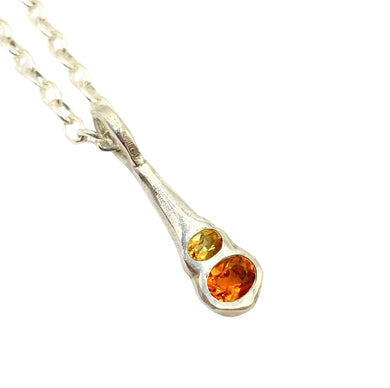 Olivia Two Gemstone Silver Pendant Necklace - Citrine