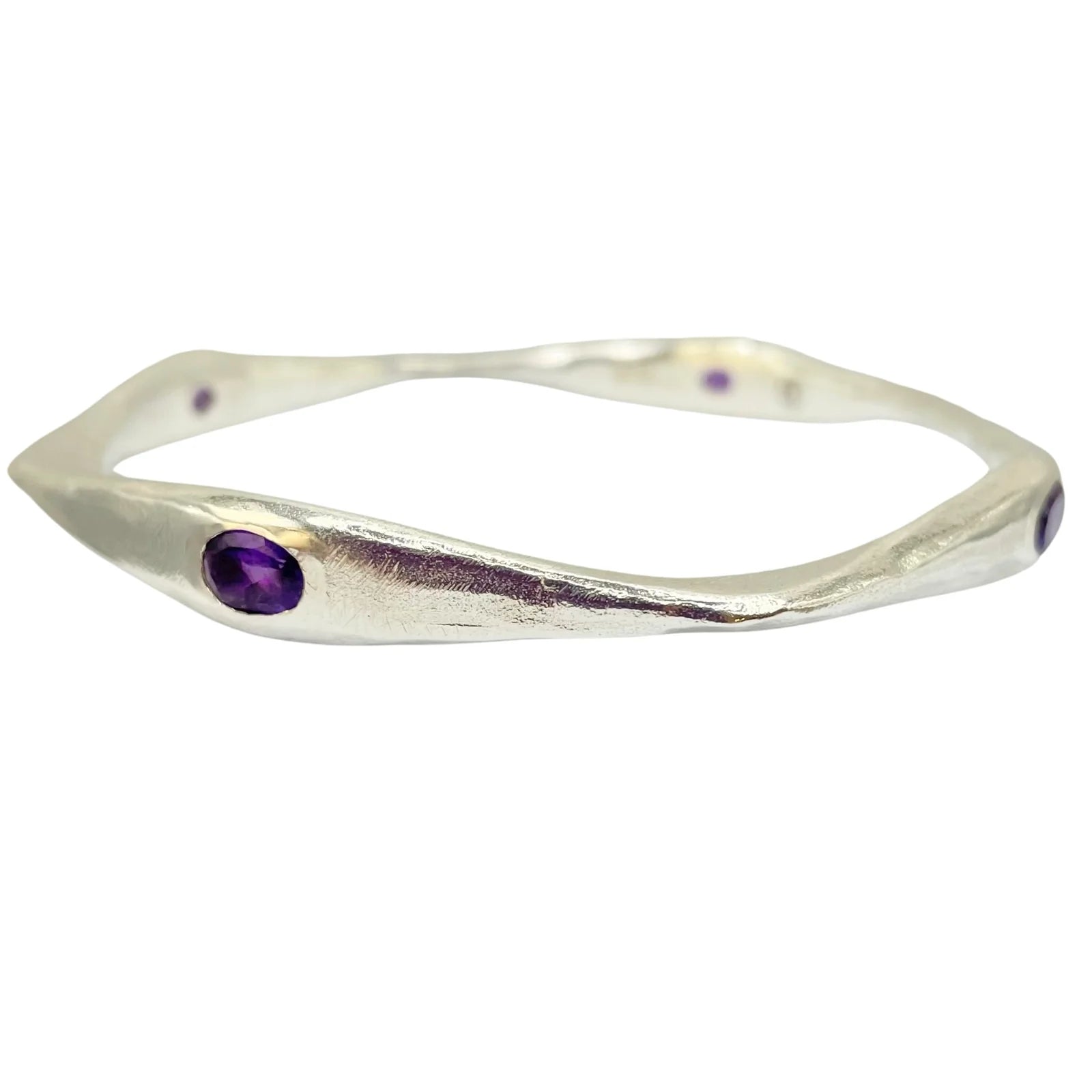 Silver Brooke Four Gemstone Bangle Bracelet