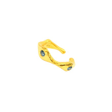 Load image into Gallery viewer, Chloe Three Stone Ear Cuff - Gold/London Blue Topaz
