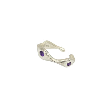 Chloe Three Stone Ear Cuff - Silver/Amethyst