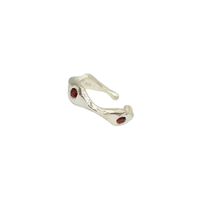 Chloe Three Stone Ear Cuff - Silver/Garnet