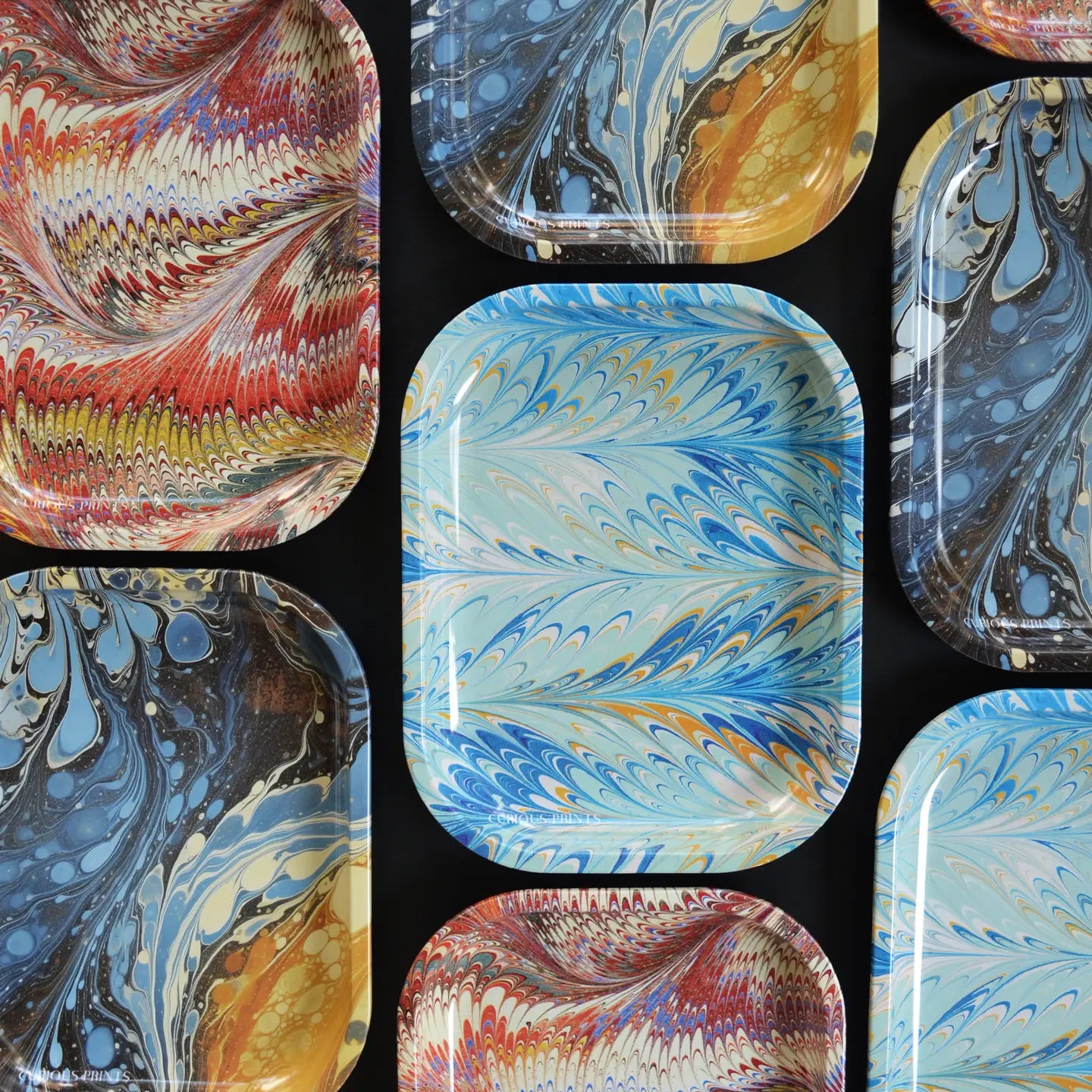 Small Marbled Pastel Blue Tray