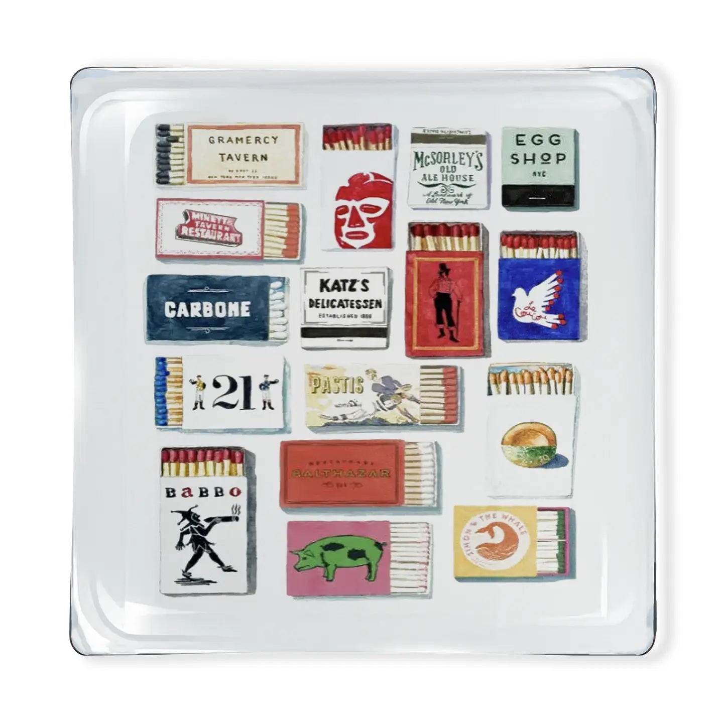 NYC Dining Matches-Glass Tray