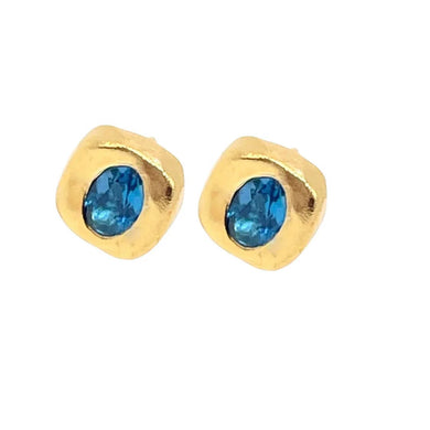 Stella Stud Earrings - Gold/London Blue Topaz