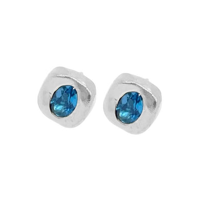 Stella Stud Earrings - Silver/London Blue Topaz