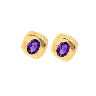 Stella Stud Earrings - Gold/Amethyst