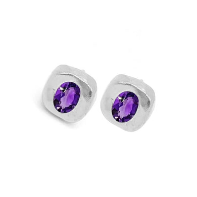Stella Stud Earrings - Silver/Amethyst