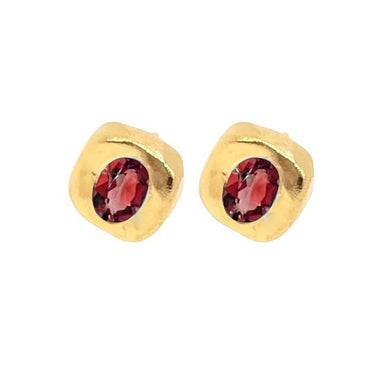 Stella Stud Earrings - Gold/Garnet